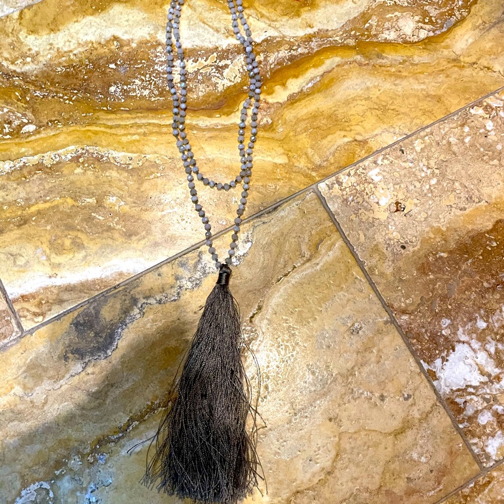 Raw gemstone long necklace